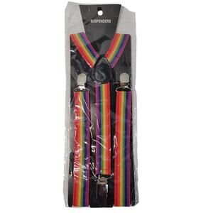 Rainbow Stripe Suspenders Adjustable Unisex Costume Party Pride